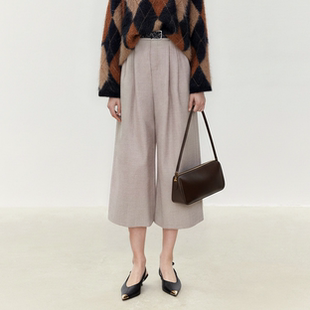 女25秋冬复古时髦高腰休闲裤 精纺羊毛九分裤 LP老钱哲学 LYNEE