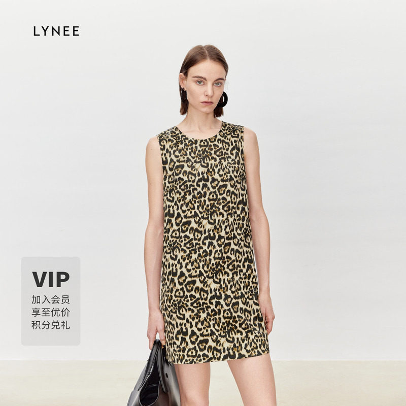 【李恩同款】LYNEE 豹纹连衣裙 无袖H版型女中长款设计感气质裙子图片