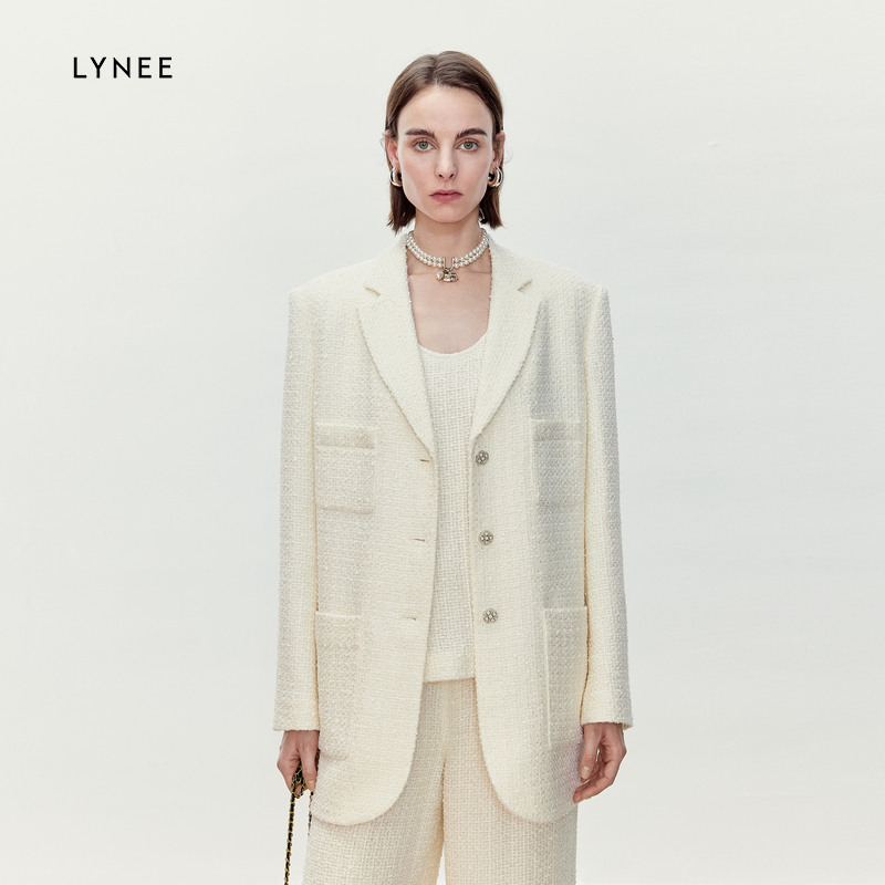 LYNEE 云端星雨粗花呢重工小香风西装外套女时尚气质西服老钱风