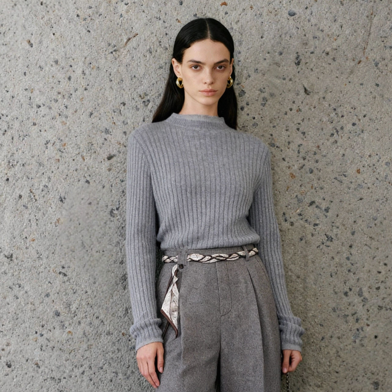 LYNEE【法式甜心】羊绒扭绳针织上衣 慵懒风简约百搭套头内搭毛衣