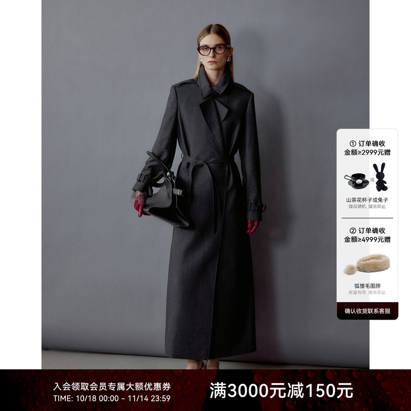 LYNEE【黑标系列】暮色 经典平驳领 精纺羊毛风衣外套 25秋季新品