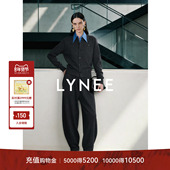 miu系衬衫 领灰色羊毛针织开衫 羊毛抽绳收脚裤 LYNEE 毛衣套装