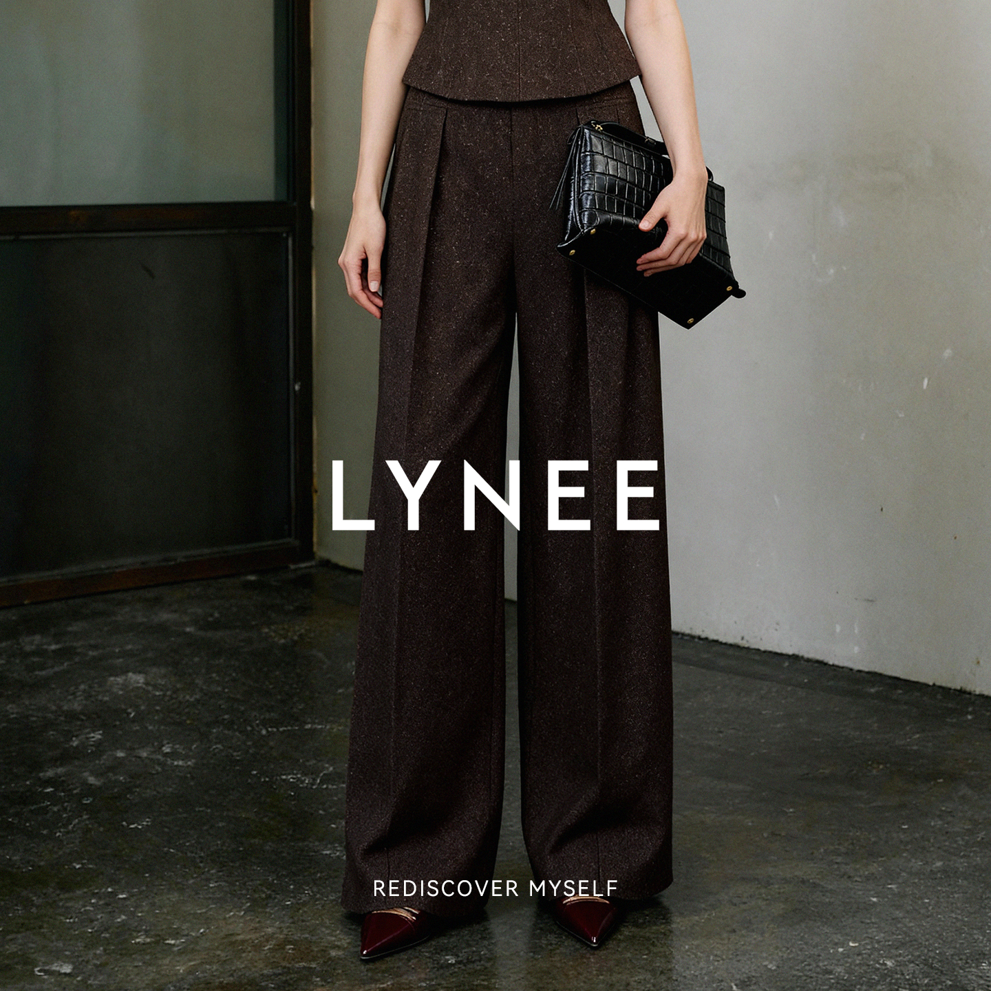 LYNEE【黑标系列】嘉伯丽尔 羊毛休闲通勤高腰封直筒阔腿长裤女