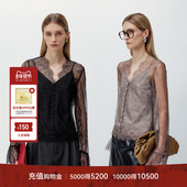 LYNEE 花边v领内搭气质高级感上衣 女2026春新款 香颂 蕾丝打底衫