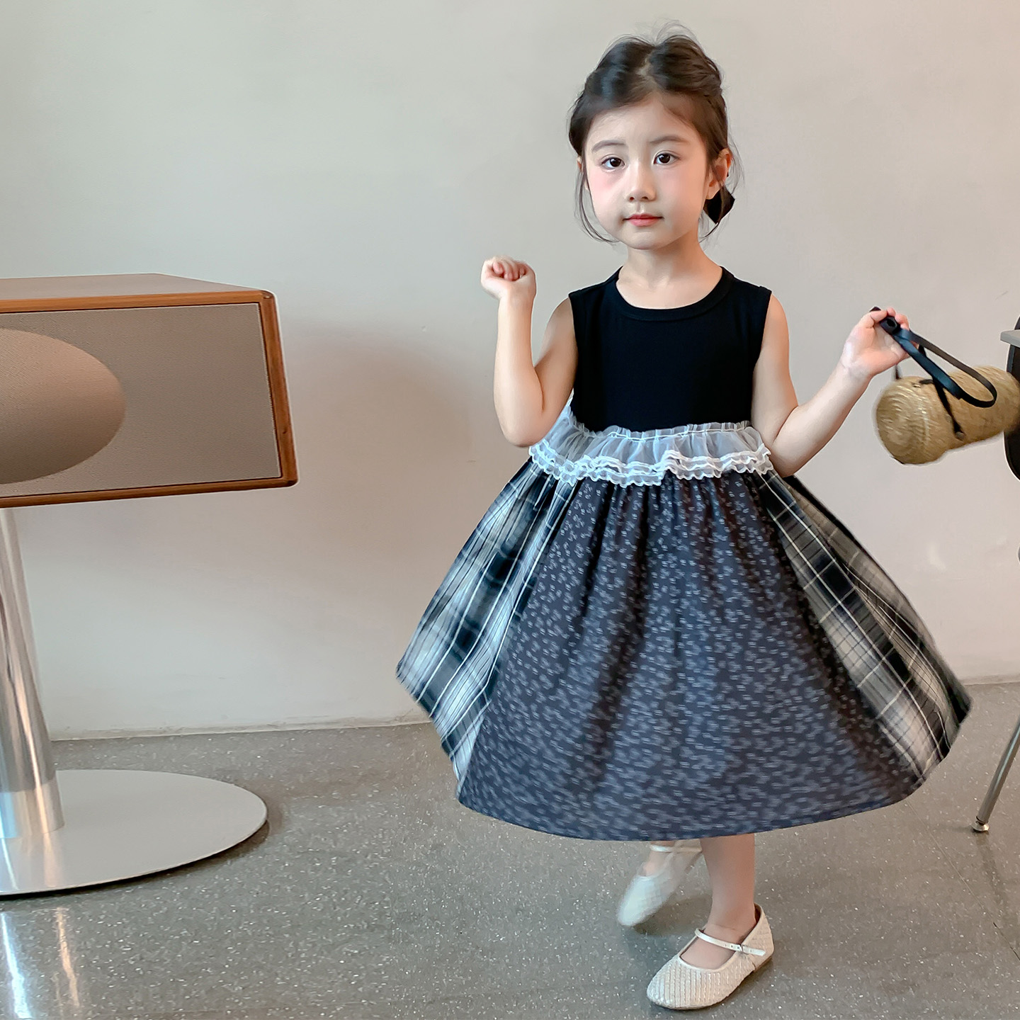 儿童连衣裙夏2025年夏季潮童简约森系夏日女童潮范夏潮服装时尚