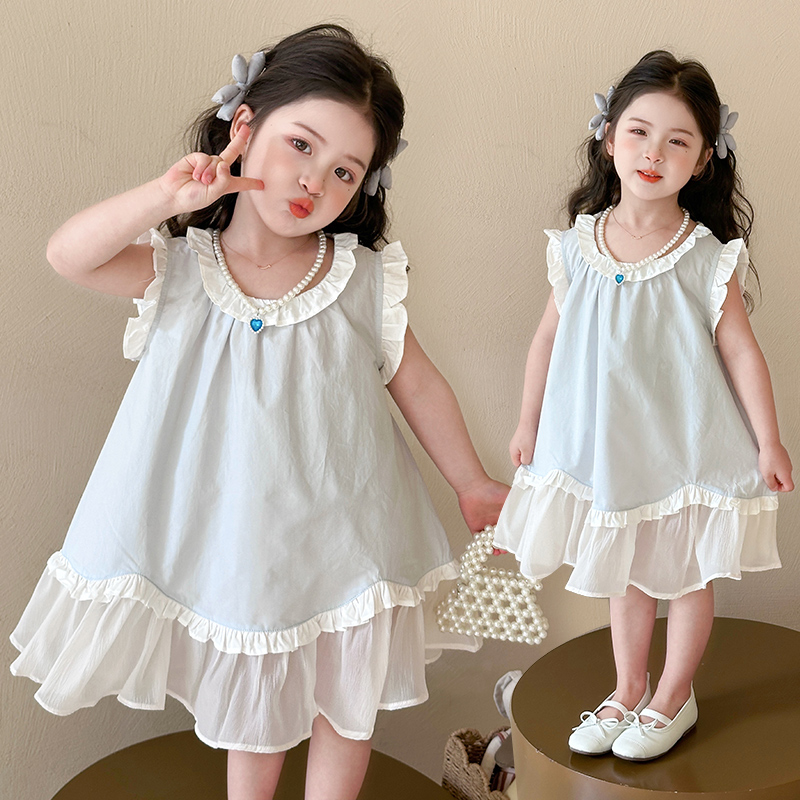 背心连衣裙女宝小清新无袖简约韩范夏季女童服饰潮款高级感亲肤