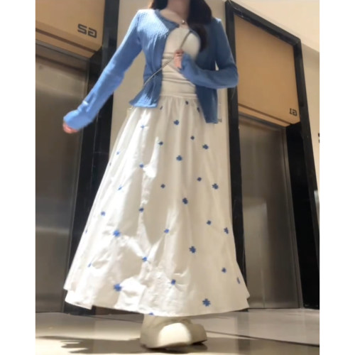 韩系甜美防晒开衫半身裙子套装女