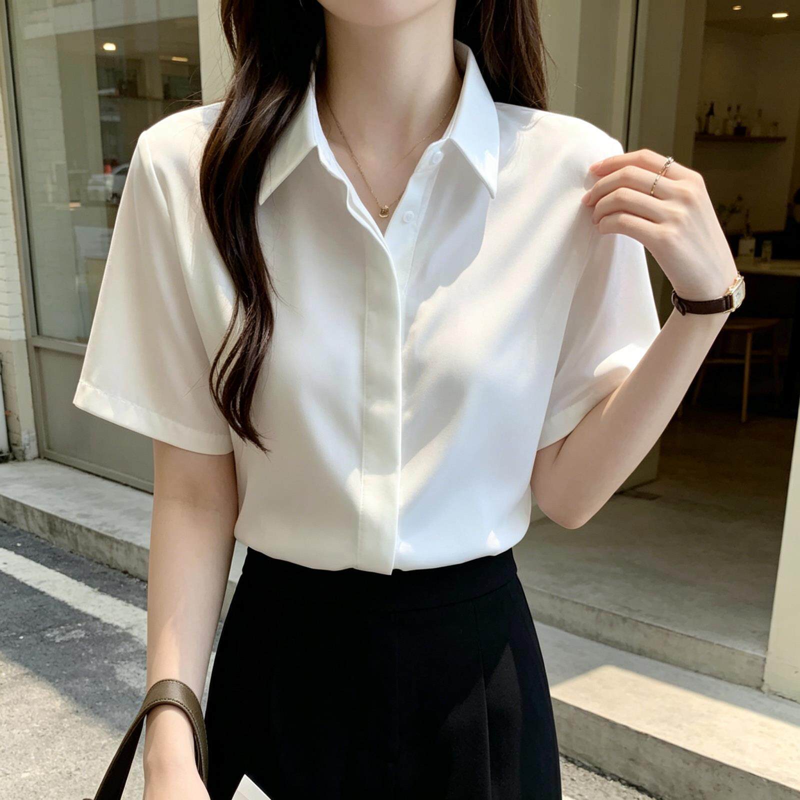 短袖雪纺衬衫女白色2026