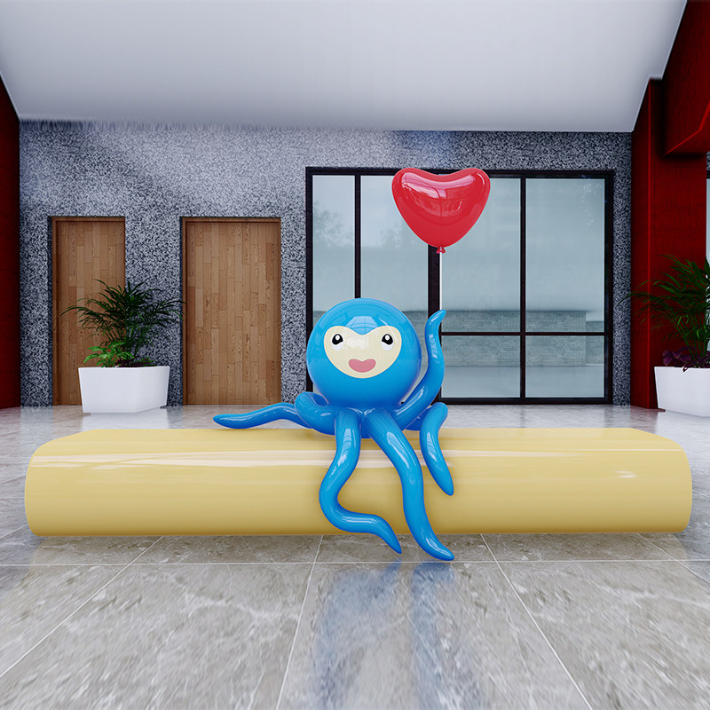 玻璃钢休闲椅商场海洋系列卡通章鱼座椅户外广场异型休息坐凳定制