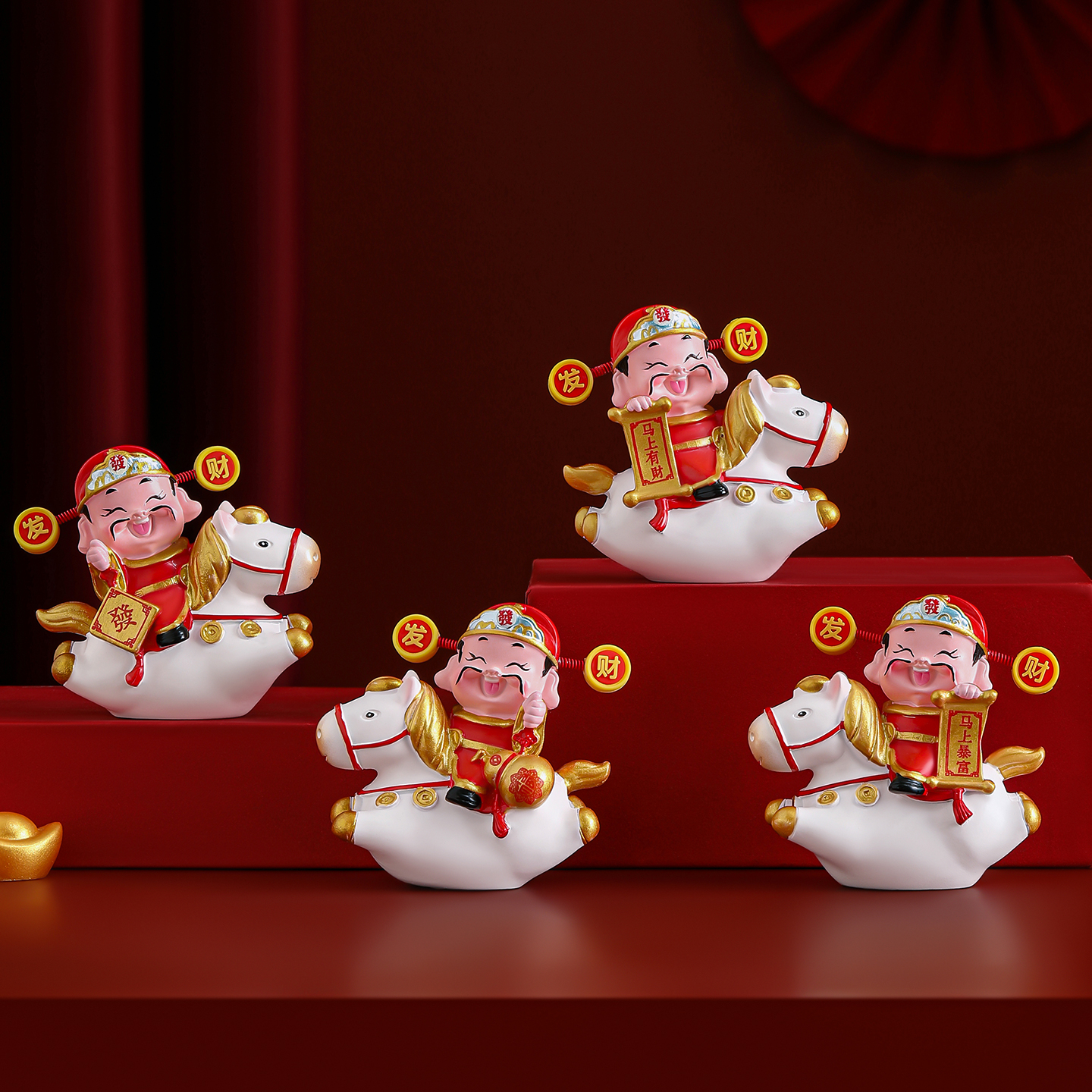 2026马年吉祥物马上发财神爷摆件