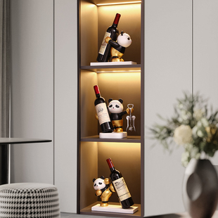 熊猫红酒架酒柜装饰品摆件轻奢高档客厅电视柜餐边柜新房入宅布置