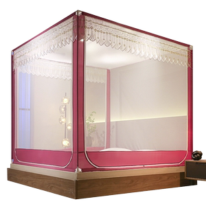 新款2025遮光蚊帐床帘一体式高级卧室家用床幔蒙古包坐床拉链纹帐