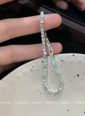 爆闪清透薄荷绿锆石手链