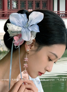 春夏温柔氛围感蕾丝花朵发夹