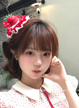 红色草莓蝴蝶结小礼帽