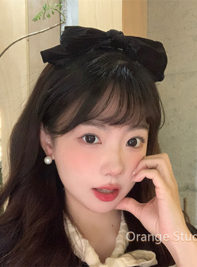 复古黑色小香风丝绒蝴蝶结发夹