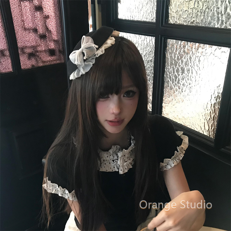 日系亚文化蕾丝花边帽子甜酷千禧风少女感小礼帽学院jk制服圆顶帽