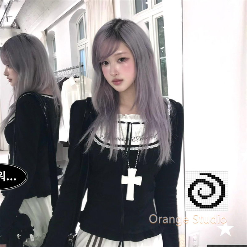 白色哥特风玫瑰十字架项链