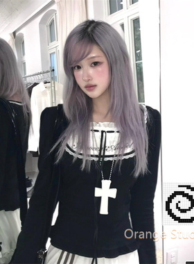 白色哥特风玫瑰十字架项链