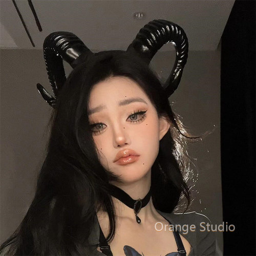 黑暗万圣节派对恶魔角山羊角发箍