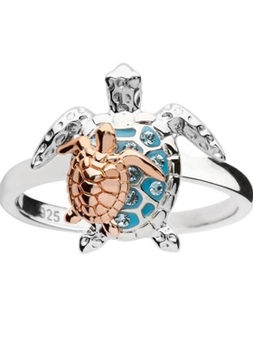 晨睿饰品海洋乌龟镶钻戒指女款指环小巧直销