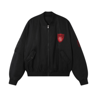 MORITAKE冬季新款男女同款撞色棉服休闲潮流夹克徽章刺绣百搭