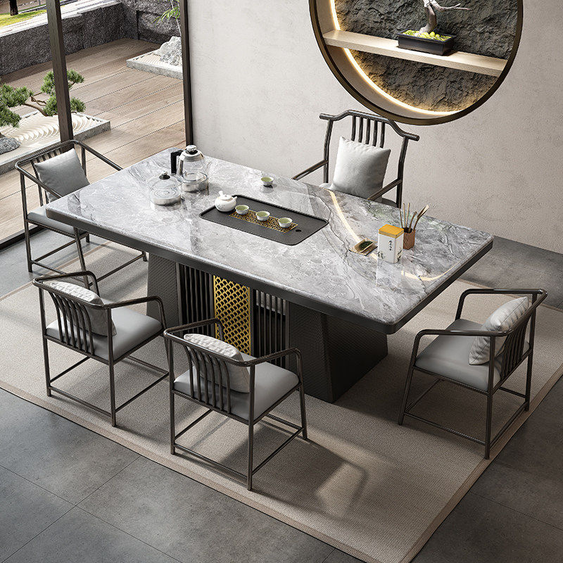 【香港澳门包邮】轻奢岩板茶桌椅组合办公室茶台现代简约家用阳台,住宅家具,家用茶台/茶桌,淘宝优惠券,粉丝福利购,淘宝优惠卷