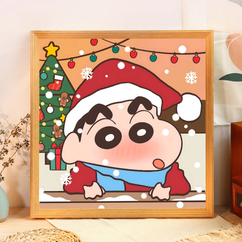 数字油画diy油彩画填充手工填色蜡笔小新动漫手绘涂色圣诞节礼物