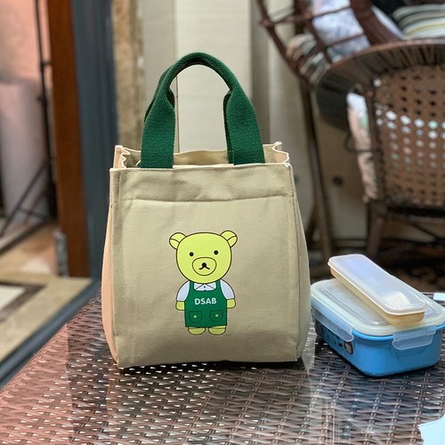 加厚帆布保温饭盒包手提袋子时尚