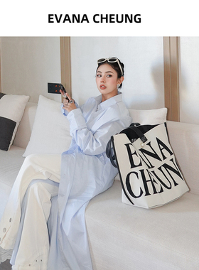 正品/澳洲设计师品牌EvanaCheung【经典大LOGO】科技布大号托特包