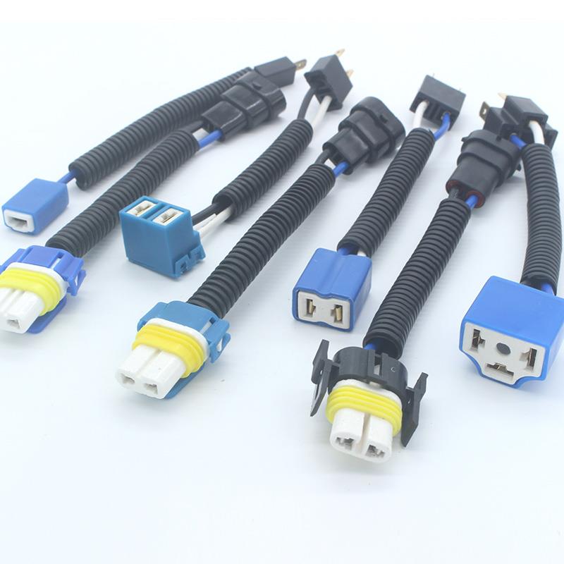 适配汽车大灯转换接头改装线 线公母对插灯座插头耐高温陶瓷H1 H4