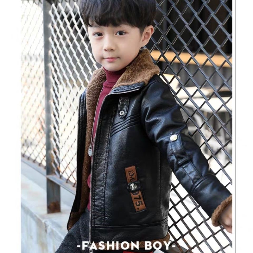 童装男童皮衣外套2025新款秋冬儿童加绒加厚皮夹克中大童男孩小童