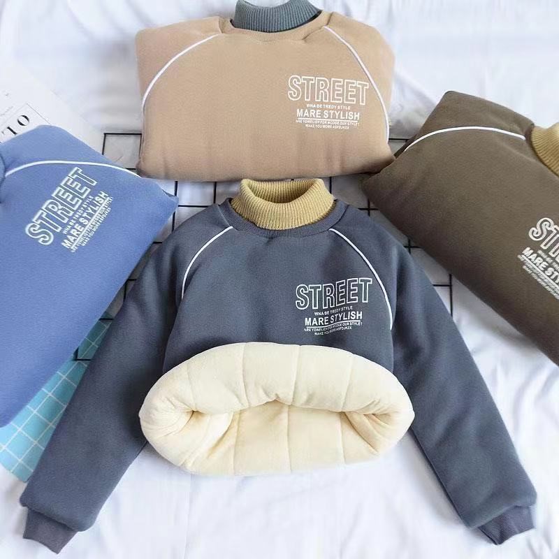 男童冬卫衣加棉加厚三层保暖