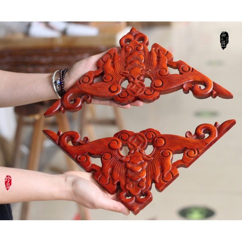 实木花窗墙角木雕角花中式天花吊顶贴花木线条装饰牛腿梁托古典