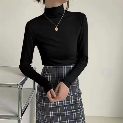 春季2026年新款长袖t恤女色百搭打底衫气质修身上衣潮0104z