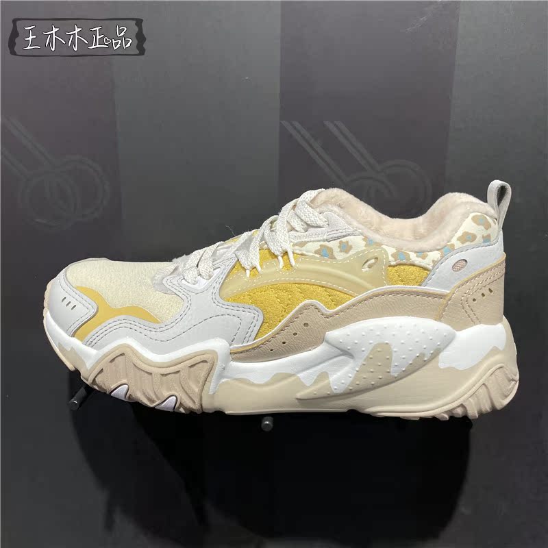 李宁板鞋女2021冬新款猫爪加绒保暖运动减震休闲鞋 agcr230-3-1-2