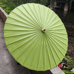 中典油纸伞 茶绿色纯色中式复古纯手工防雨防晒防水老式桐油伞