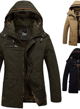 Casual Mens Fur winter Coats thick Cotton Jackets 男加绒夹克
