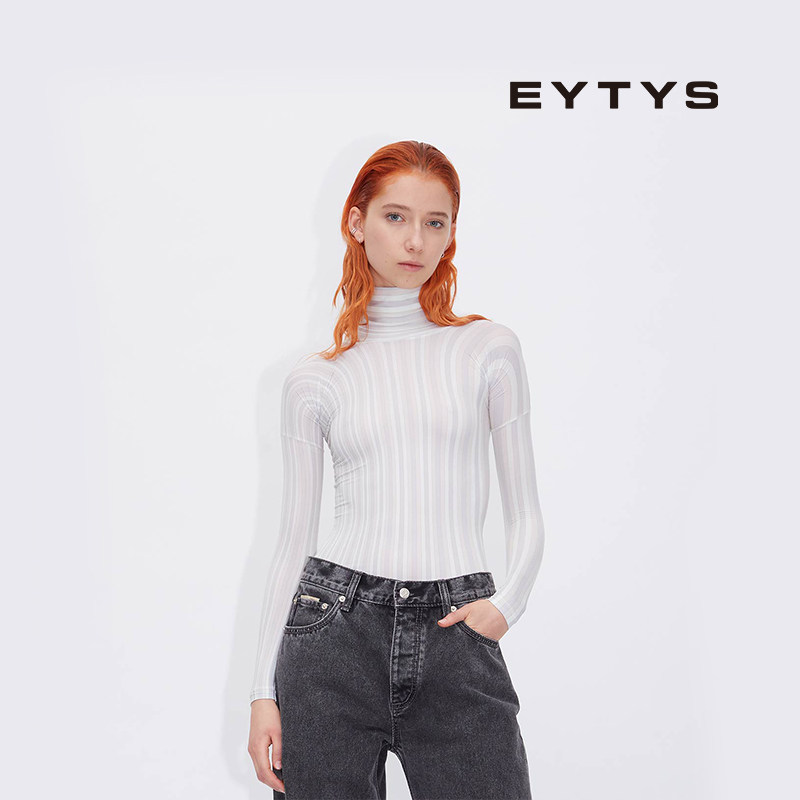 【特价5折】EYTYS正品T恤Ariel高领条纹修身运动衫