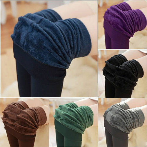 Women Winter Thick Warm Pants Hight Waist Fleece Leggings