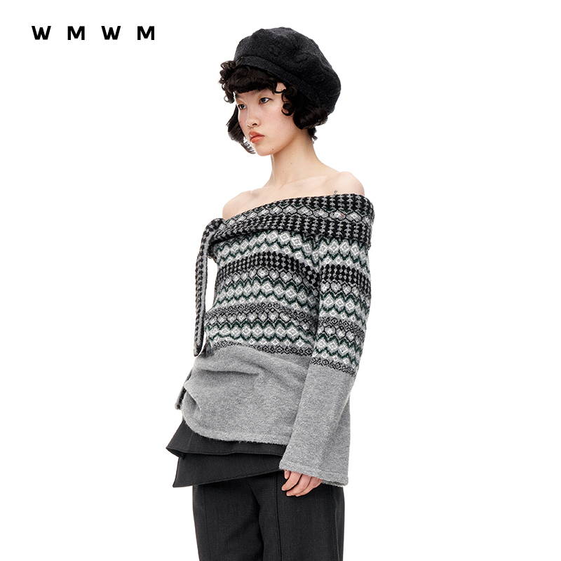 秋冬针织上衣wmwm菱格费尔岛