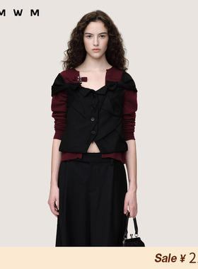 【SALE】全昭弥同款【WMWM】手工乱褶蝴蝶结一字肩马甲2025秋冬新