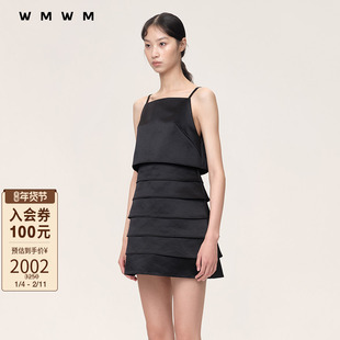【WMWM】缎面层叠连衣裙秋冬百搭设计感女装连衣裙女装连衣裙流行