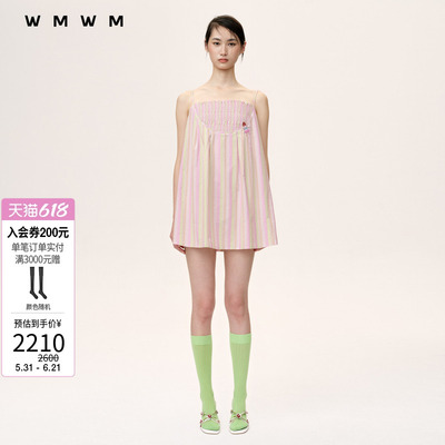 WMWM打揽条纹吊带连衣裙
