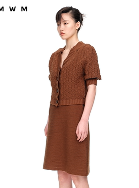 【WMWM】女装时尚气质高级流行复古运动感宽边泡泡袖百搭针织开衫