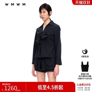 WMWM 中袖 女装 高级感气质百搭高级抽皱短款 衬衫 设计师休闲时尚