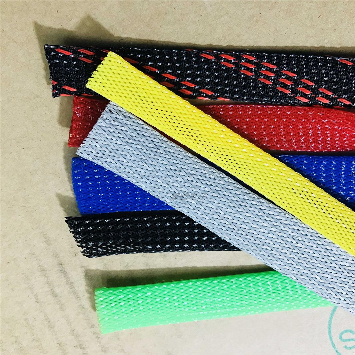 阻燃尼龙彩色编织网管 PET尼龙加密伸缩管 压扁φ3MM-φ100MM