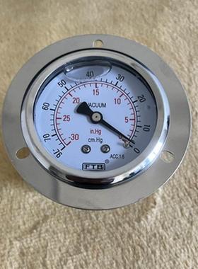 FTB台湾油浸式耐震真空表-76-0cm.Hg消防车充油压力表-30-0inHg