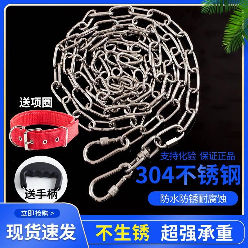 304不锈钢狗链子 防咬遛狗铁链狗狗牵引绳项圈小型中型大型犬狗绳