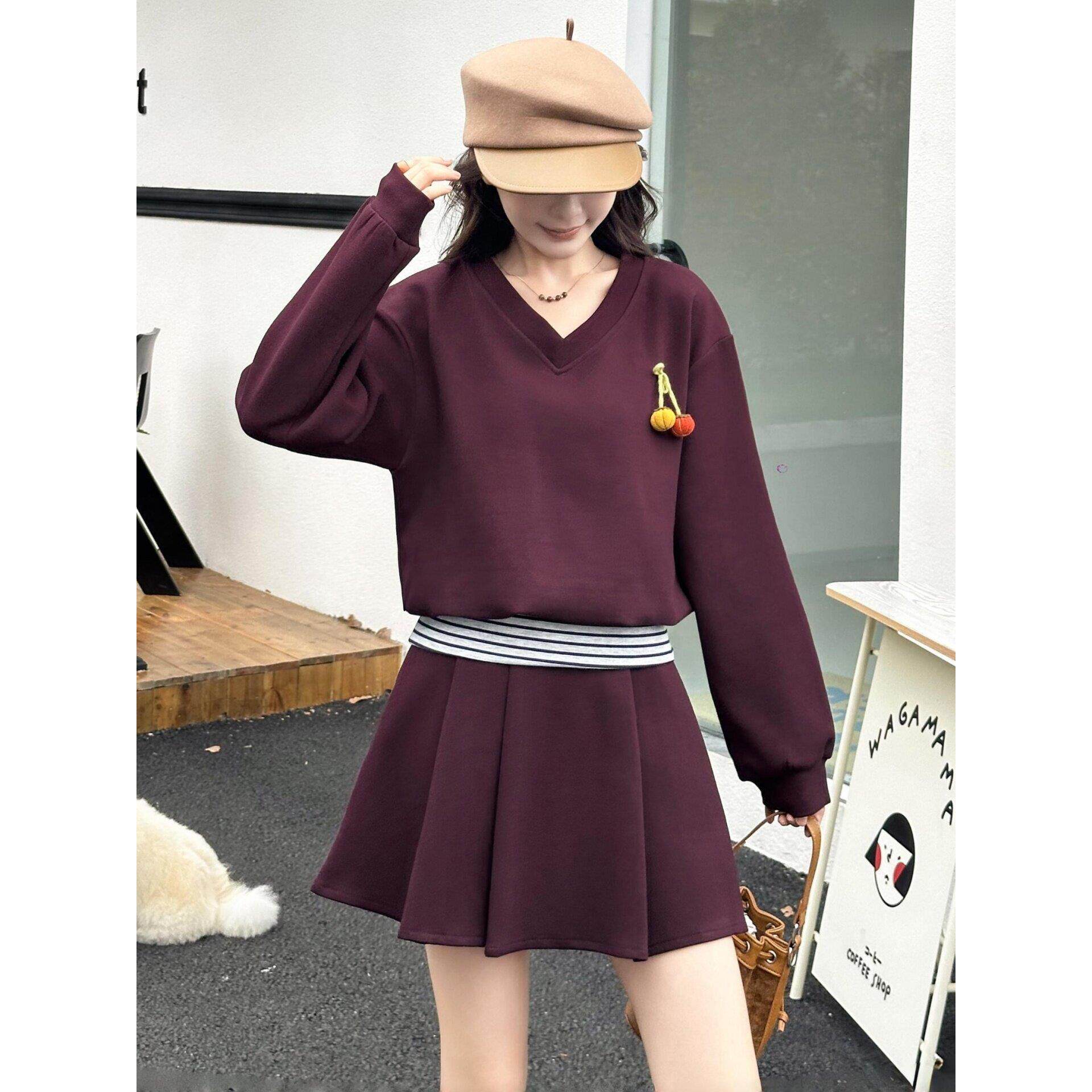 MONLOUVE小个子时尚套装裙女新款洋气显瘦卫衣休闲半身裙巨好看早